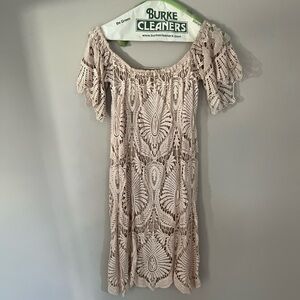 Free people dusty pink lace off shoulder dress size xs